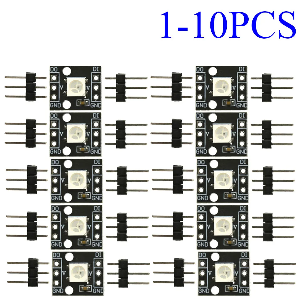 1-10 Uds bloque de construcción electrónico uno RBG 1Bit baja potencia larga vida útil WS2812B serie 5050 módulo LED a todo color