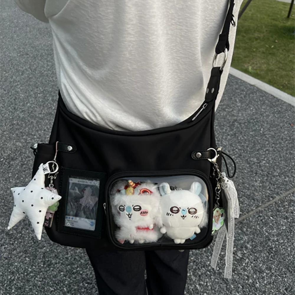 Y2k корейская прозрачная сумка Ita для девочек милая Лолита Jk сумка модная школьная сумка через плечо Harajuku аниме значок дисплей большая сумка