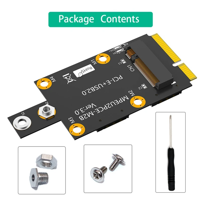 Mini M.2 Key B To PCI-E Adapter With Dual NANO SIM Card Slot For 3G/4G/5G Module