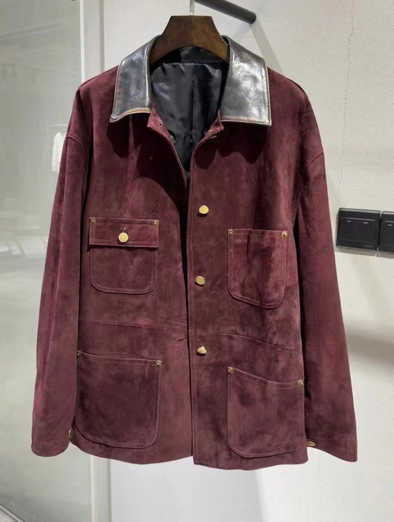 Retro Imported Mixed Sheep Suede Leather Jackets for Women 2024 Trendy Soft Kid Suede Medium Long Outwears Female Trench Coat