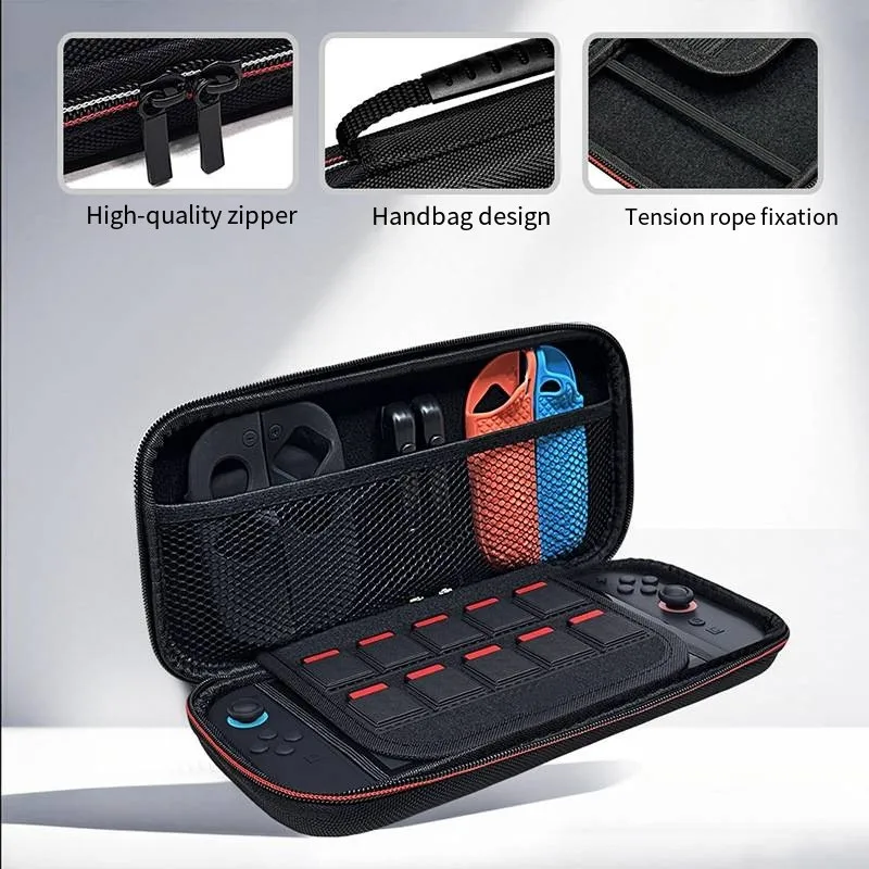 Un accessorio protettivo per la custodia per Switch 2 con slot per carte da gioco, una borsa EVA portatile per lo spazio di archiviazione