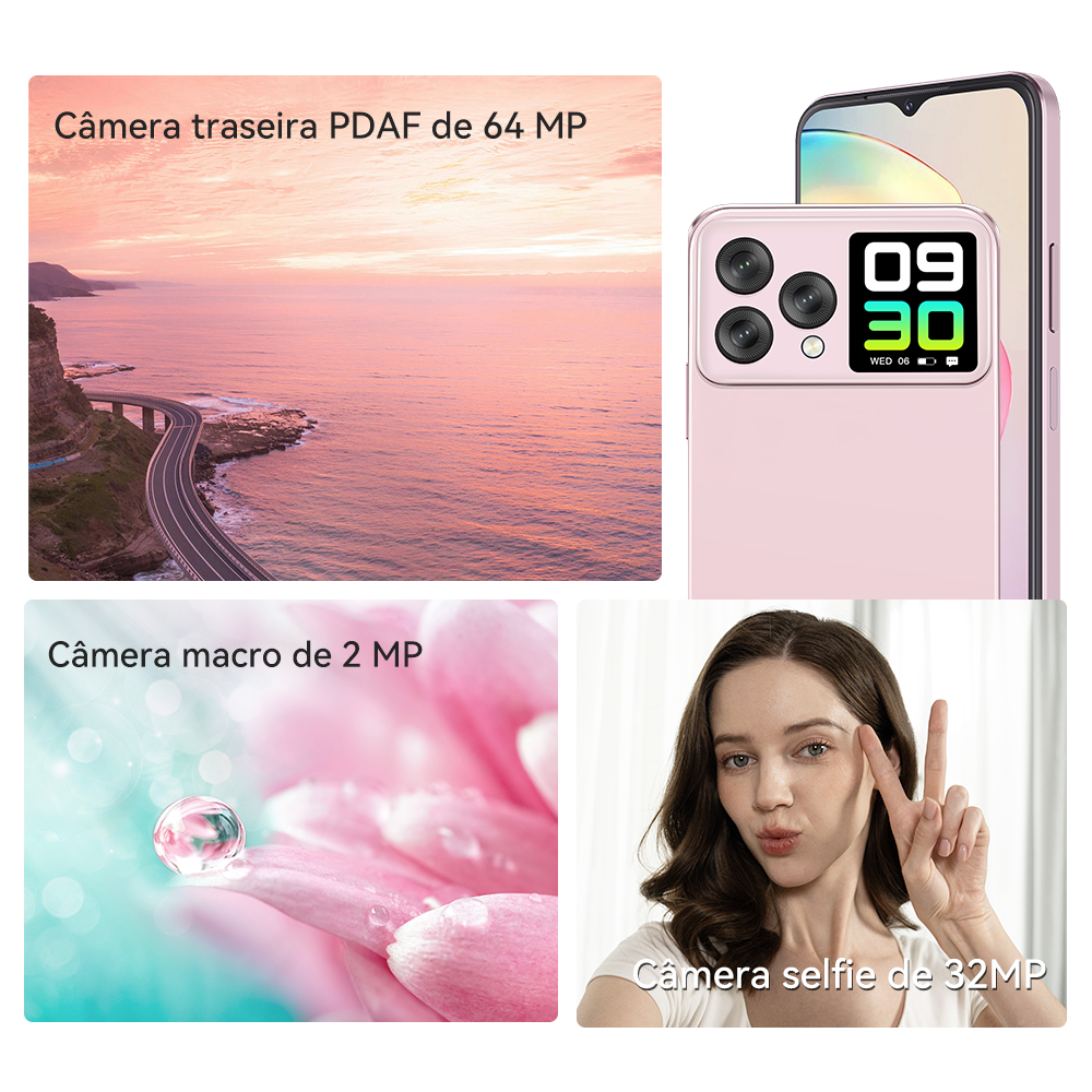 [Envio do Brasil] Cubot Hafury V1, smartphone Android, Octa-core, 16 GB de RAM (8 GB + 8 GB estendidos), 256 GB de ROM, tela dupla, câmera de 64 MP, NFC, versão global, Duplo SIM Duplo 4G celular, celulares em promoção