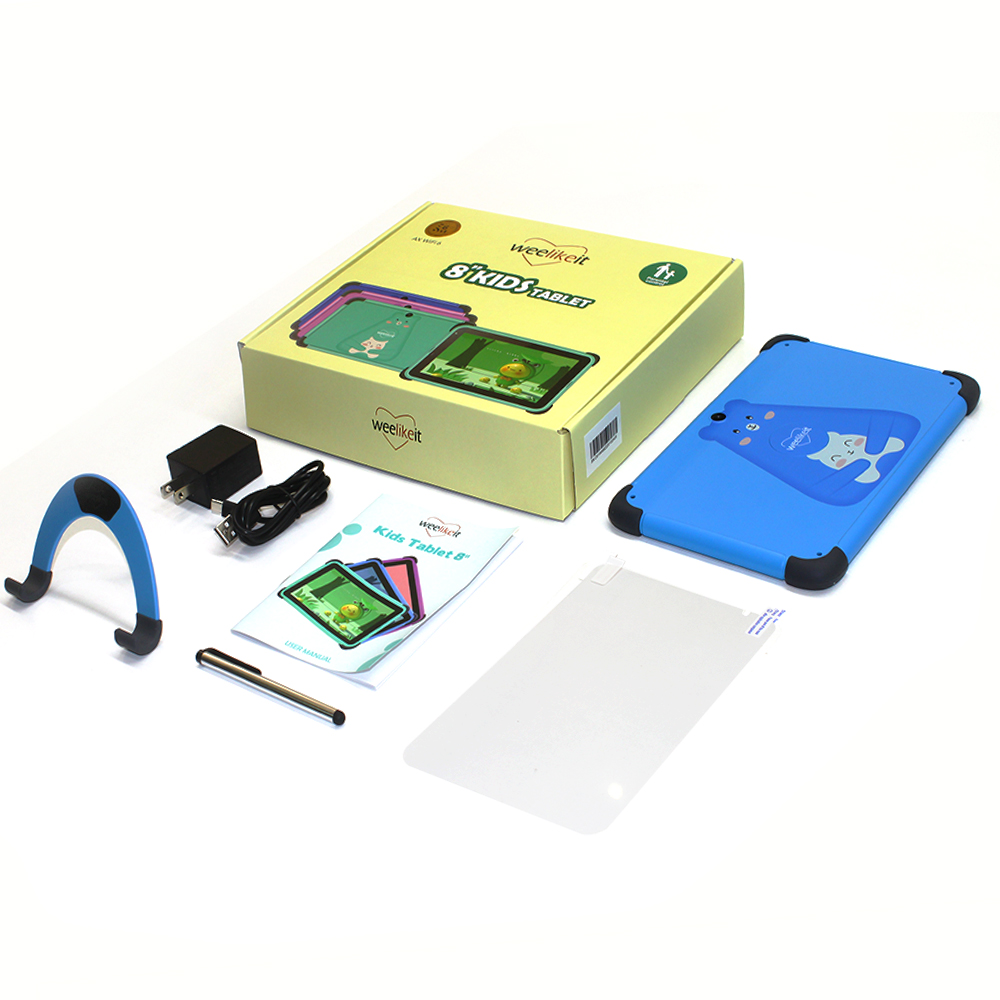 Weelikeit-Tablet Android 11 para crianças, Tablet de estudo infantil, Quad Core, Wi-Fi com suporte, 1280x800 IPS, 2GB, 32GB, 4500mAh, 8"