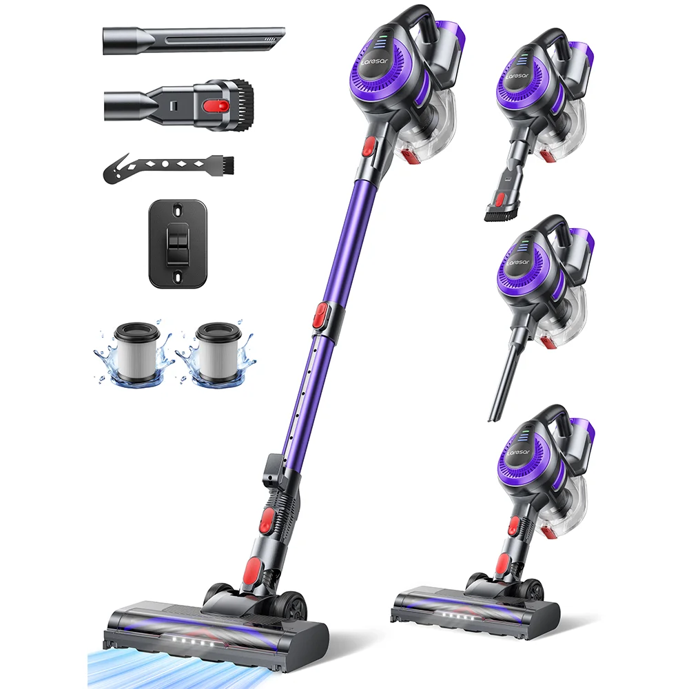 Laresar V10 Lite 38000 Pa Draadloze Stofzuiger Handheld Sterke Zuigknop Smart Huishoudapparaat voor Tapijten Haar 45 Minuten