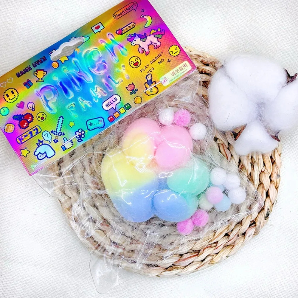 Kawaii Colorful Plush Cat Foot Fidget Toy Mochi Antistress Stress Relief Toy for Adult Children PU Slow Rebound Sensory Toys