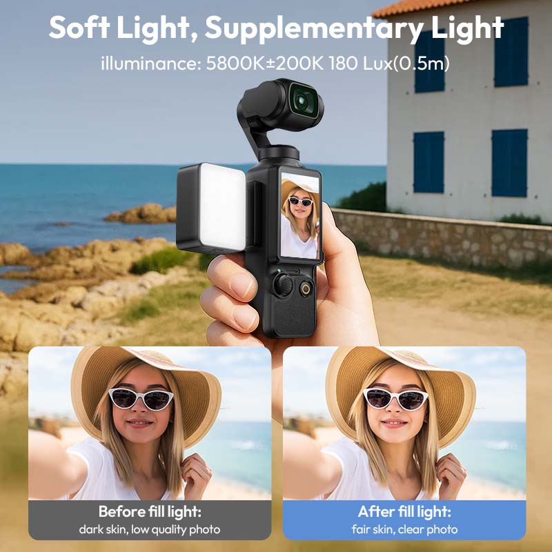 Ulanzi LM001 Pocket 3 Mini luz Led magnética luz de vídeo impermeable para DJI Osmo Pocket 3 para Vlogging Live 500mah recargable