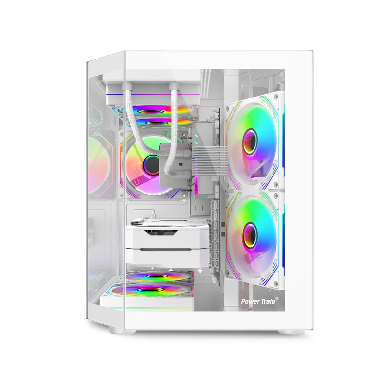 Power Train Star Realm M-ATX Desktop Case Three Sided Glass Panoramic Sea View Room Without Pillars 240 Water Cooling PC Chassis