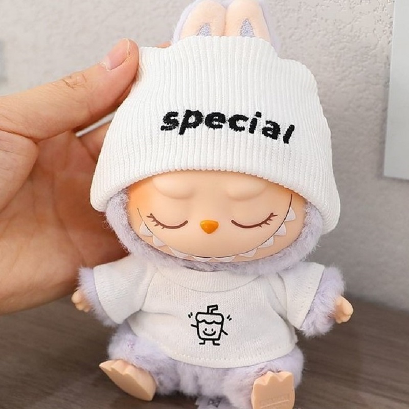 Para mini Labubu Labubu de 15cm y 17cm, conjunto de estilo fresco en blanco y negro con elegante bolso cruzado, accesorios de traje Labubu