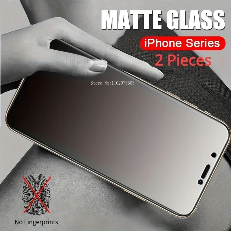 2 uds Protector de pantalla mate para iPhone 16 15 13 12 Pro Max 12 13 Mini 14 11 Pro vidrio templado para iPhone 7 8 Plus XR XS vidrio