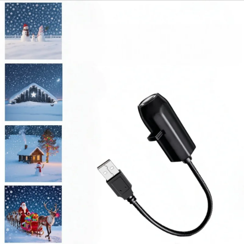 Projektor LED USB z 3/4 wzorami projekcyjnymi - Regulowana lampka nocna USB do dekoracji świątecznych