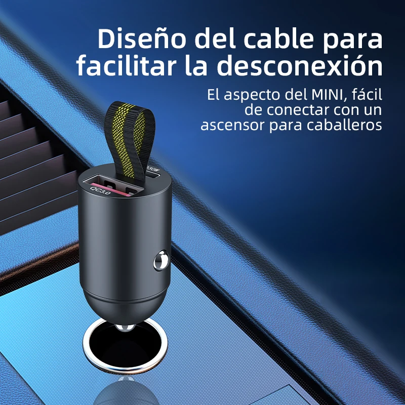 Cargador de coche mini USB de 200w super Fast Charging tipo - C PD Fast Charging car Phone Charger Adapter para iPhone 15 Huawei Samsung