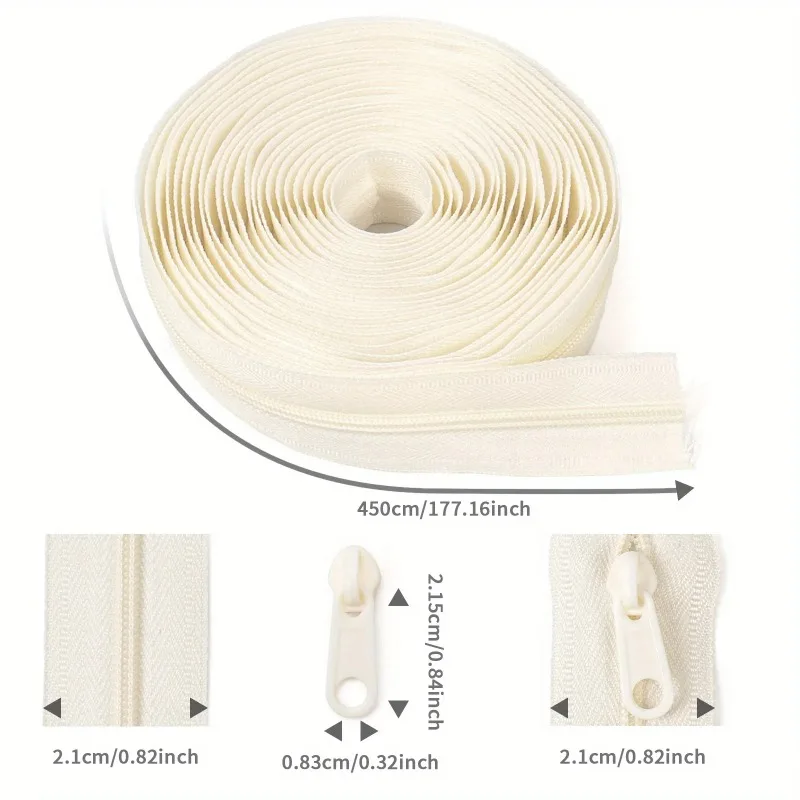 1 groupe = fermeture éclair de 4.5m + 10 têtes de fermeture éclair en plastique, 20 couleurs en option, fermeture éclair de remplacement pour bricolage de couture à domicile