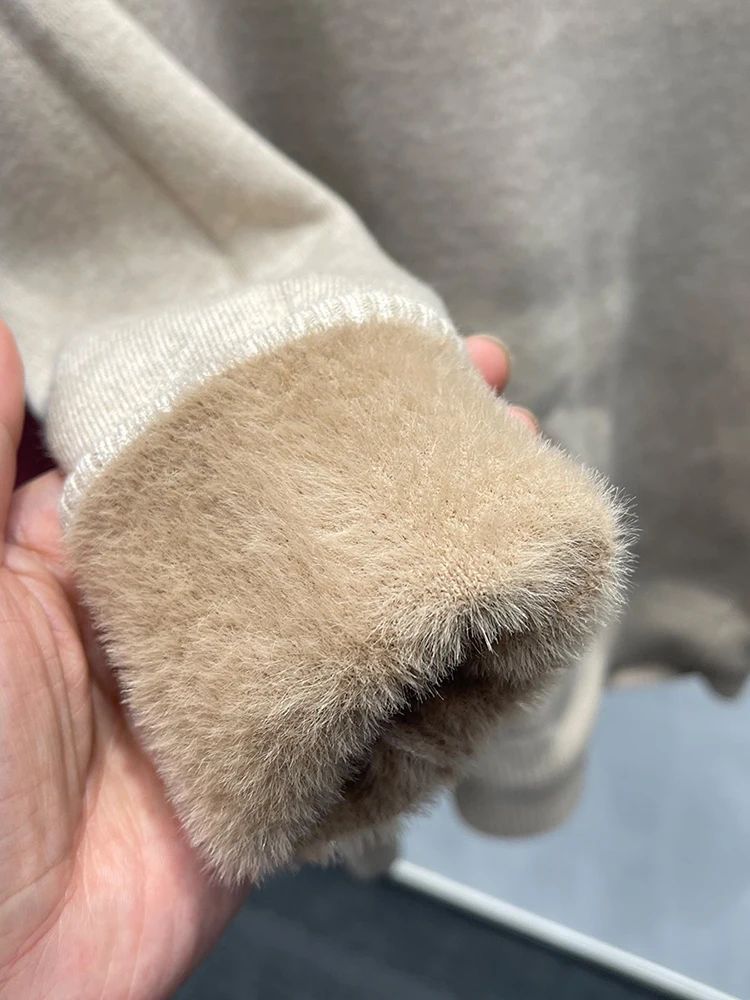 Jersey de punto grueso de felpa con forro polar para mujer, Jersey de punto suave y cálido, suéter de cuello alto, Top ajustado, novedad de Malhas