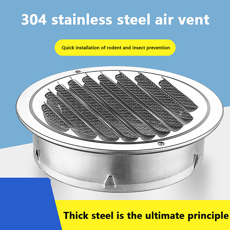 70/80/100/120MM Round Stainless Steel Air Vent Grille Insect Protection Home Exterior Wall Ducting Ventilation Tool