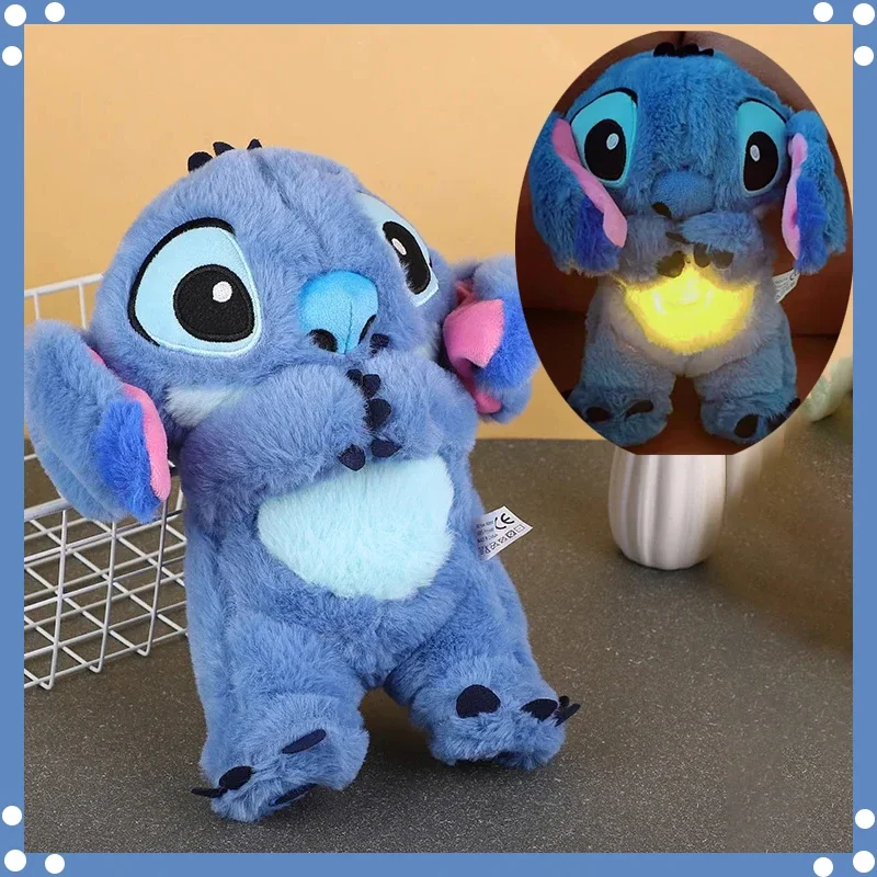 Kawaii Stitch плюшевая кукла детский спальный компаньон звук успокаивающий музыкальный Kawaii с подушкой безопасности и световой куклой дышащие игрушки подарки