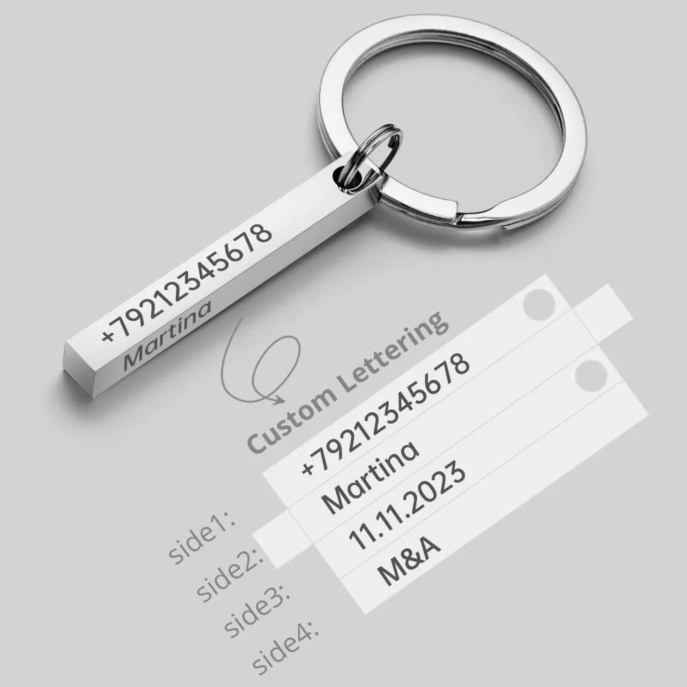 Llaveros personalizados de acero inoxidable con barra 3D, llaveros con logotipo de fecha y nombre de texto grabado, llaveros personalizados, regalo de Navidad P039