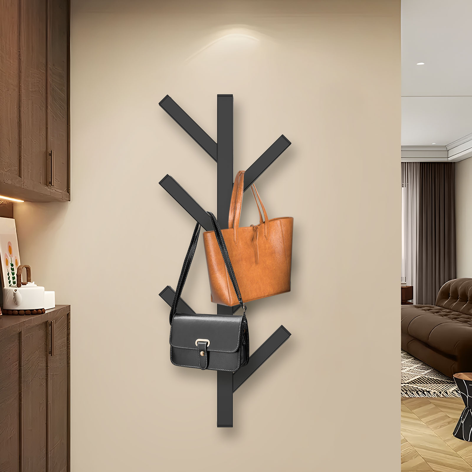 Perchero montado en la pared, perchero Vertical de Metal para sombreros, perchero multiusos para ropa, estante de almacenamiento en habitación para el hogar, fácil de instalar