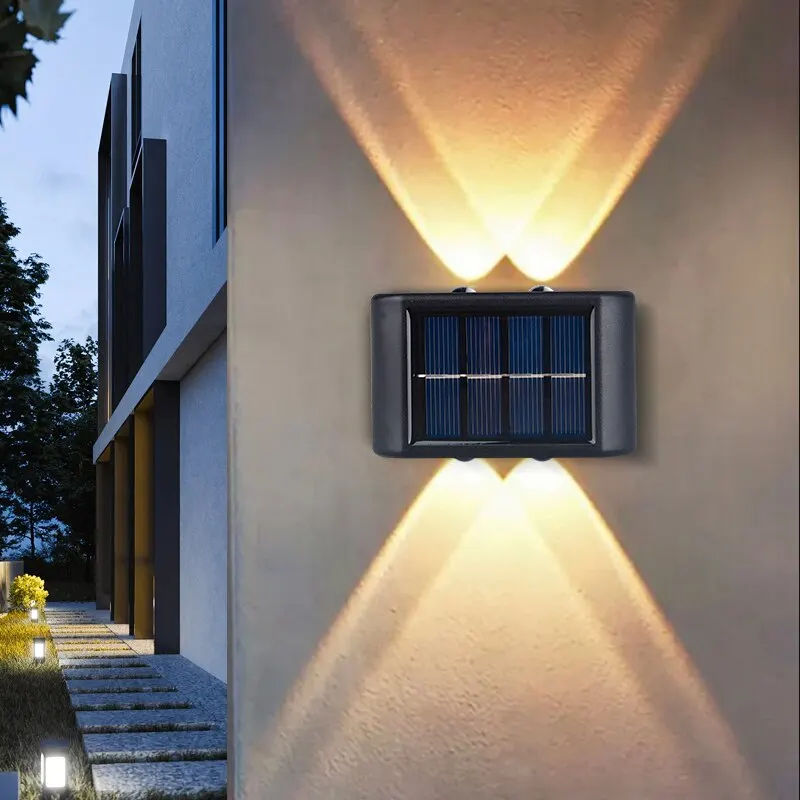 4LED Perlen nach oben und unten Licht solarbetriebene wasserdichte Wandleuchte für den Garten-Carport im Innenhof