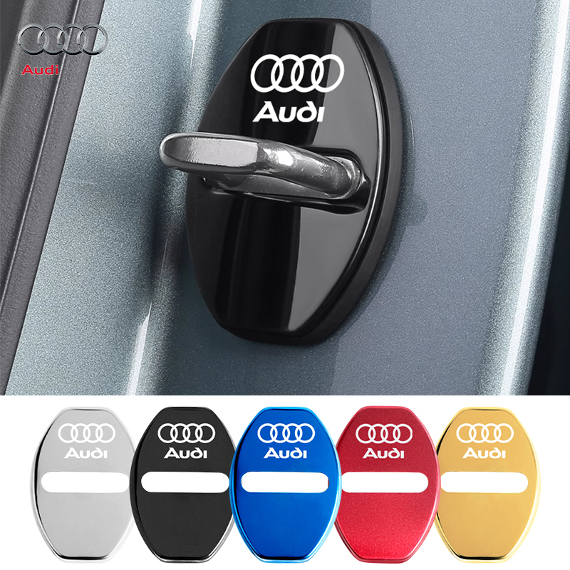4Pcs Door Lock Decoration Protect Cover Emblem Case For Audi A1 A2 A3 A4 A5 A6 A7 A8 Q1 Q2 Q3 Q4 Q5 Q6 Q7 Q8 TT RS6 S5 Quattro
