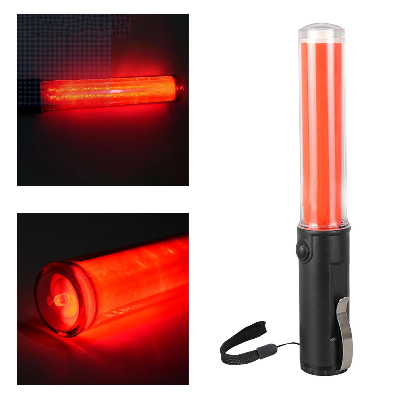 26cm Traffic Control Wand LED Light Wand Air Marshaling Signal Wand Wrist Strap Lanyard for Airport Car Directing Parking