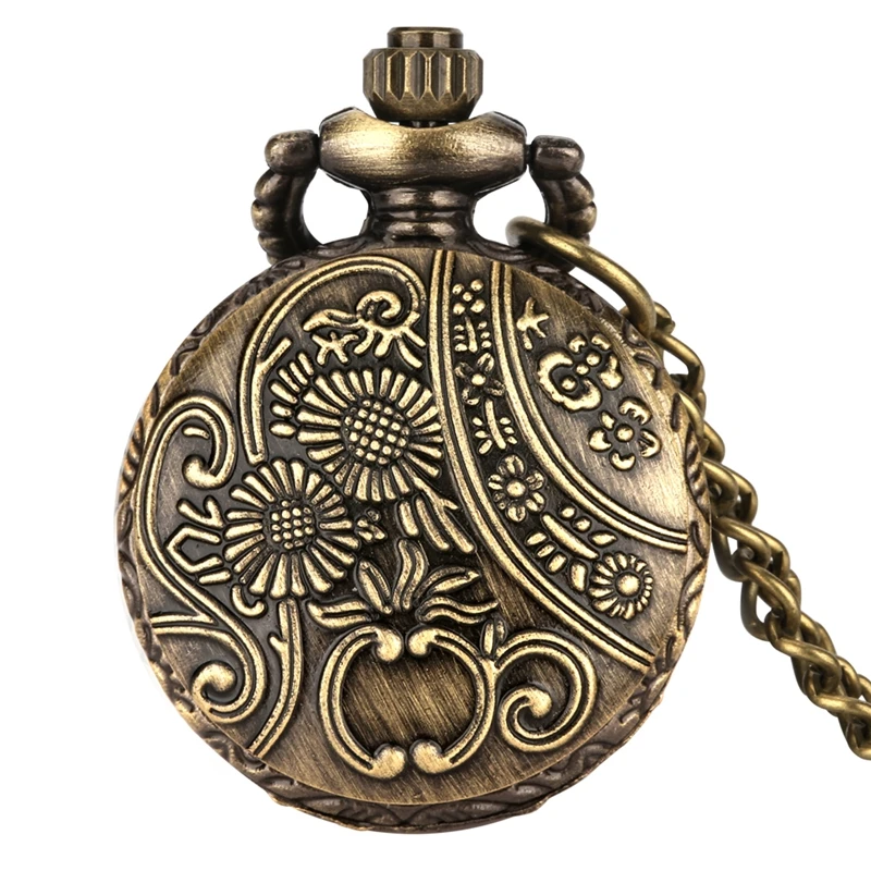 빈티지 청동 작은 크기 작은 로맨틱 석영 Steampunk 주머니 시계 FOB 체인 코스프레 기념품 선물 남성 여성 2022