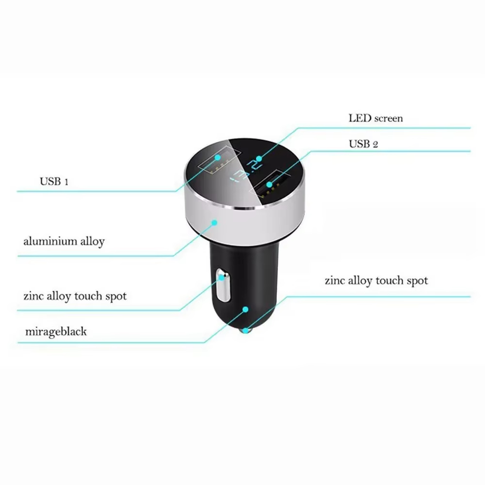 Samochodowa ładowarka samochodowa 3A 15W z podwójnym portem USB Zapalniczka samochodowa Woltomierz LED do wszystkich typów ładowarek do telefonów komórkowych Smart Dual USB