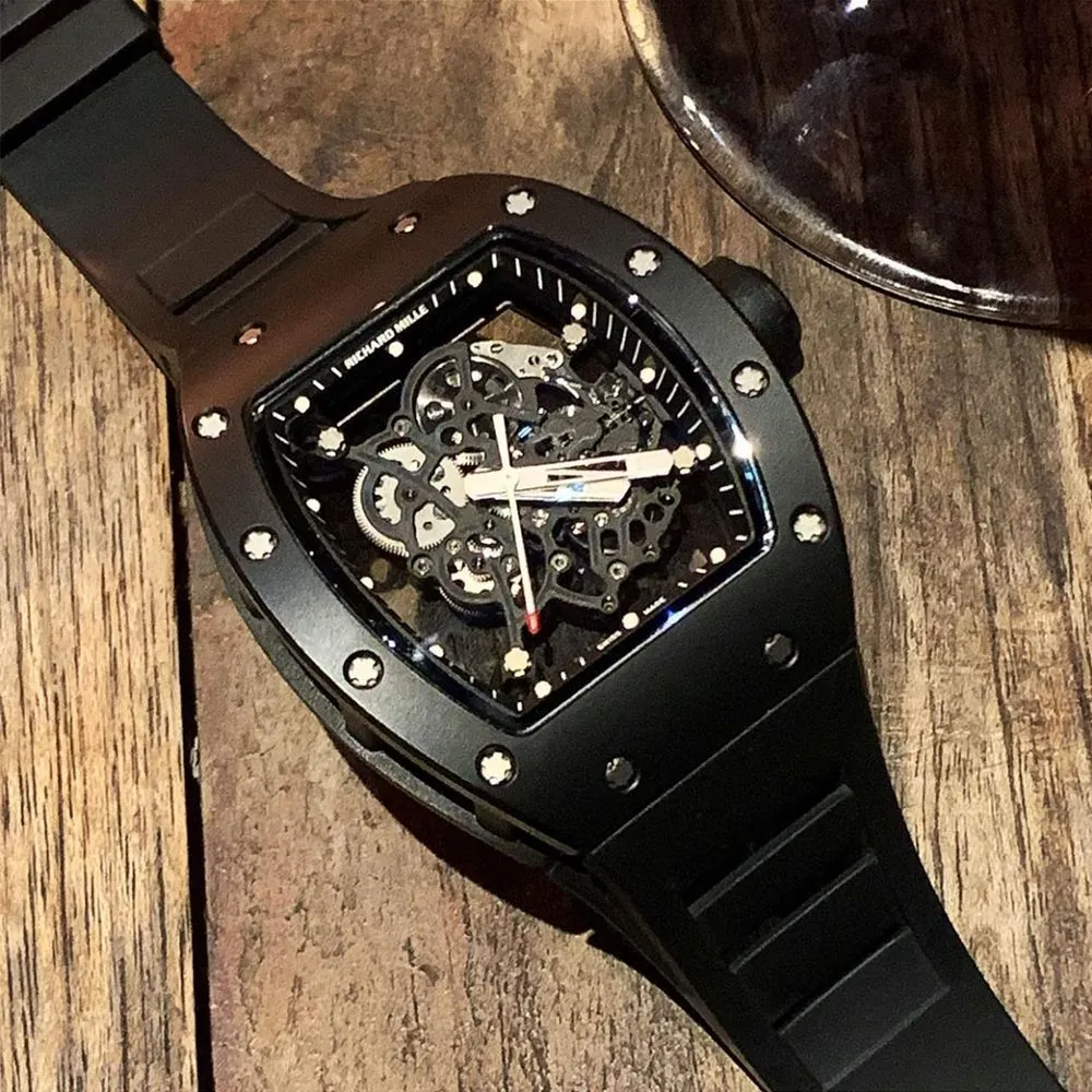 Reloj deportivo de cuarzo transparente para hombre, color blanco, hielo, misma textura hueca, aceite, barril de vino, estilo para pareja