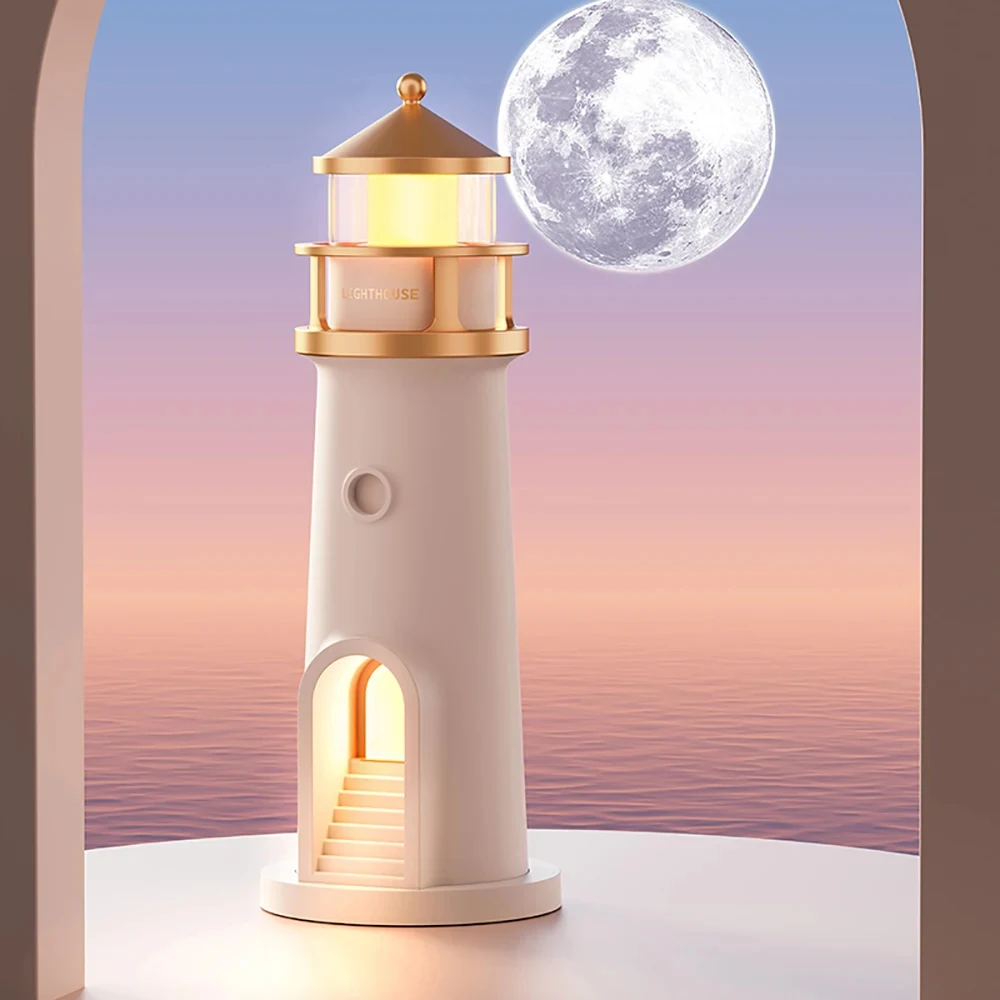 Moon Projection Lighthouse Night Light Motion Sensor Dimmable Timing Ambient Light Bluetooth Music Player Xmas Birthday Gift