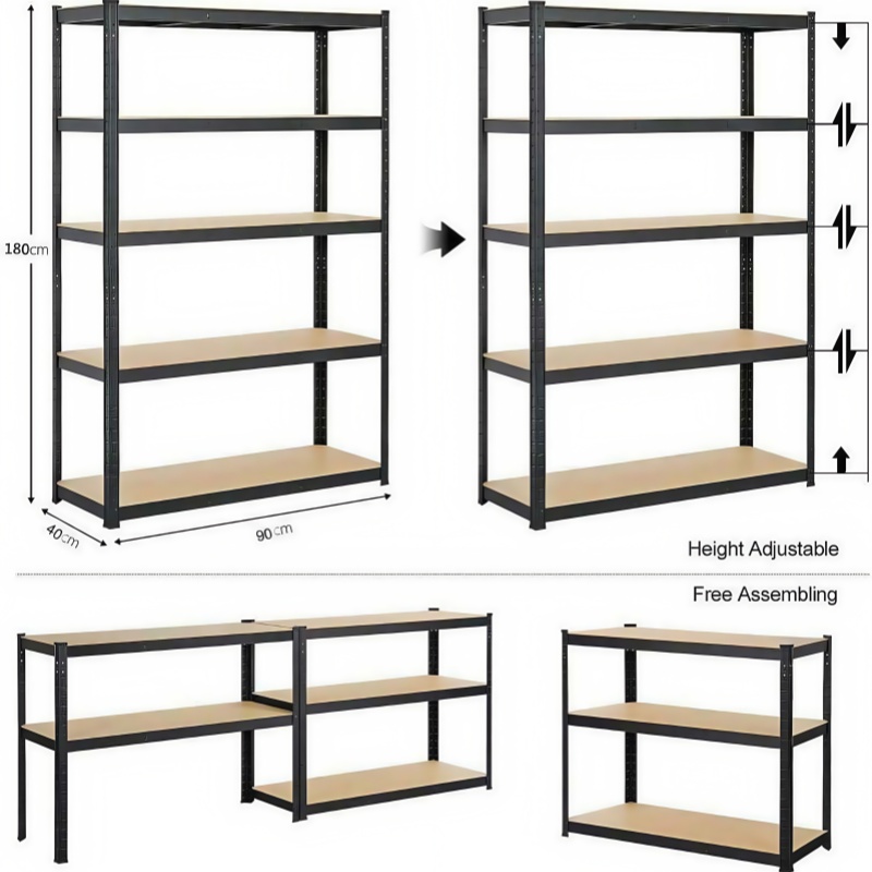 lucn 5-Tier Boltless Metal Shelf - No Tools Storage Rack, Adjustable Garage Shelves for Warehouse/Shed/Shop, 175kg/Shelf