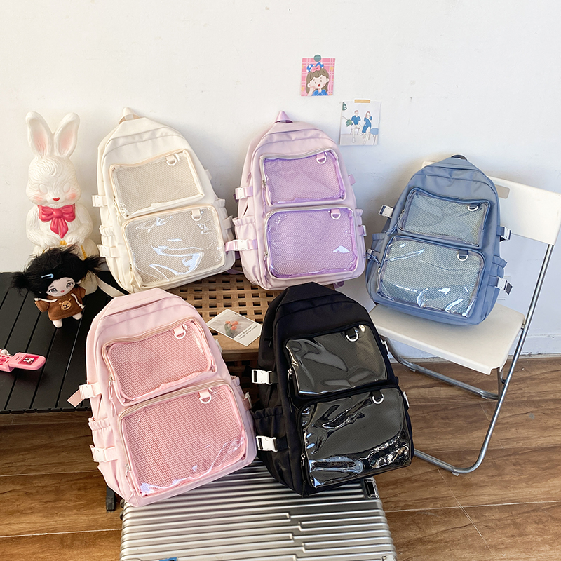 Estilo japonês transparente ita saco para meninas comic contras grande capacidade mochila feminina moda sacos de escola para estudante universitário jk