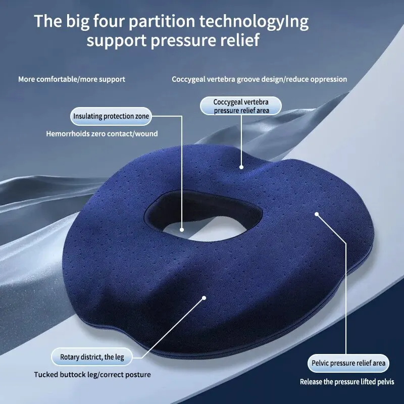 หน่วยความจําผ้าฝ้ายเบาะนั่งสํานักงานหลังผ่าตัดชายและหญิง Tailbone Decompression Cushion สําหรับริดสีดวงทวาร