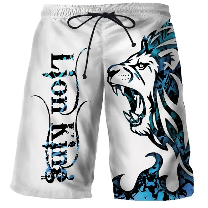 Tigre leão lobo havaiano masculino jogger shorts de grife secagem rápida praia verão esportes ginásio sexy musculação despeje homme