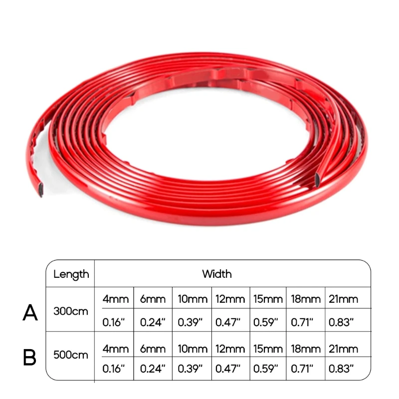3M /5M Nhíp Ô Tô Ốp Lưng Tự Dán Trang Trí Màu Đỏ Dây Dày Chất Liệu PVC Để Ngăn Ngừa Cơ Thể trầy Xước Trang Trí Phụ Kiện Ô Tô