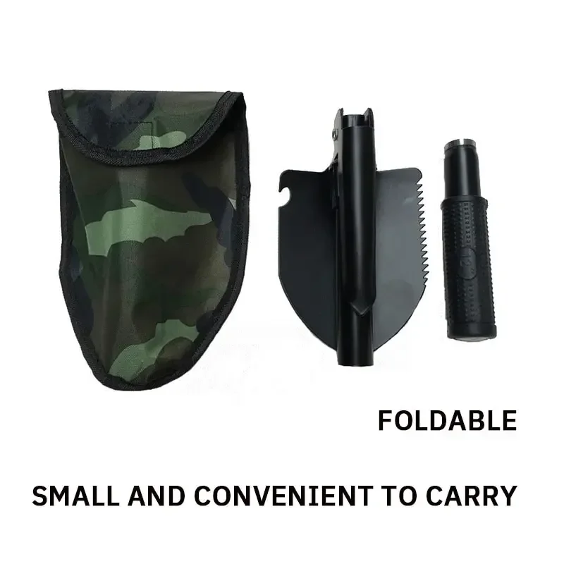 1PC สแตนเลสสตีลวิศวกรพลั่วทหารพลั่วพับกลางแจ้ง Multifunctional Camping ตกปลาพลั่ว Pickaxe สําหรับรถยนต์