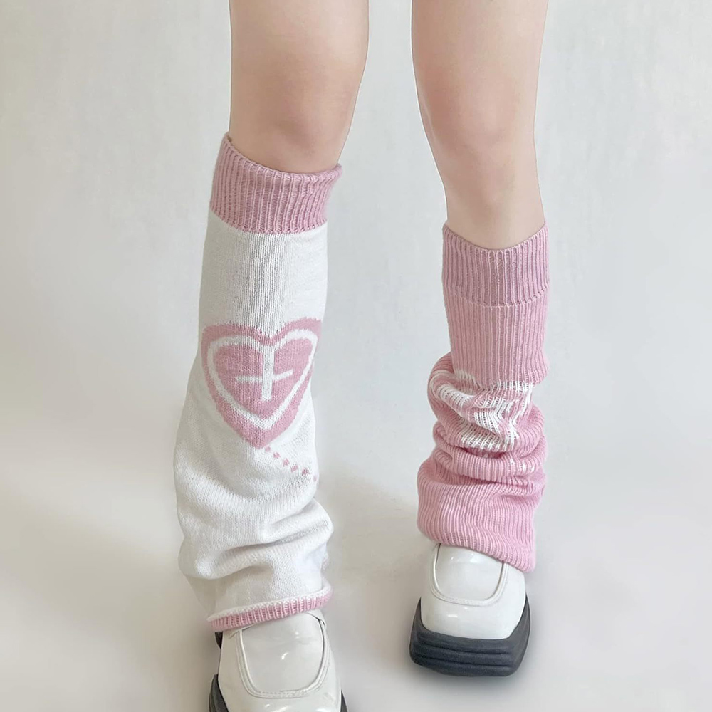 ใหม่ Y2k Lolita สาวหวานขาอุ่นถักถุงเท้า JK Emo สาว Punk ถักเท้าผู้หญิงไม่สมมาตร Harajuku Heap Heap ถุงเท้า