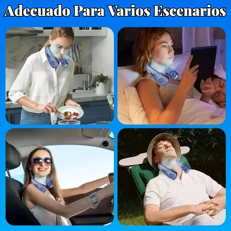 Portable Ice-Cooling Fan with LED Light, Silent Bladeless Halterneck Design for Personal Cooling and Outdoor Comfort