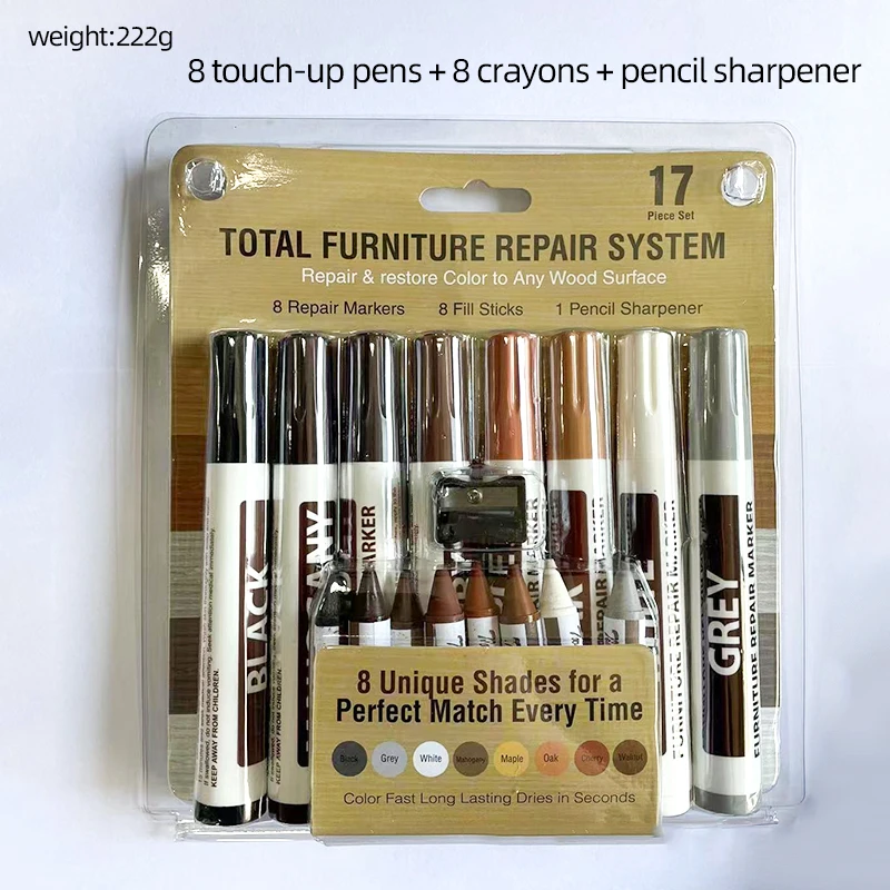 21/6Pcs Furniture Touch Up Kit Markers Amp Filler Sticks Wood Composite Grain Paint Repair Pen Scratches Restore Scratch Patch