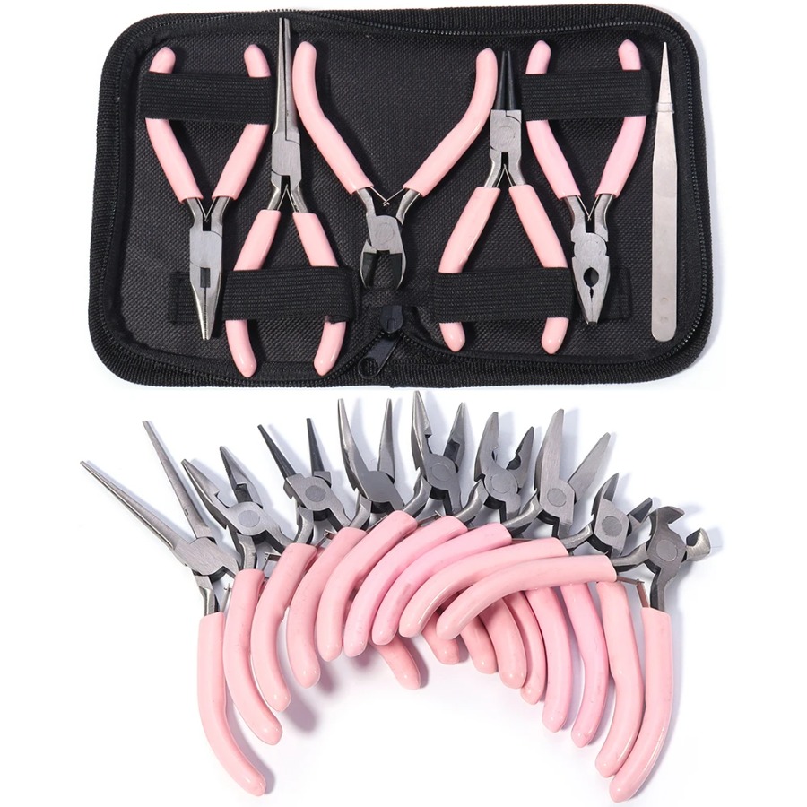 Tragbare Rosa Farbe Edelstahl Zangen Werkzeuge Runde Nase Schneiden Draht Zangen Für Handwerk Perlen DIY Schmuck Machen Liefert