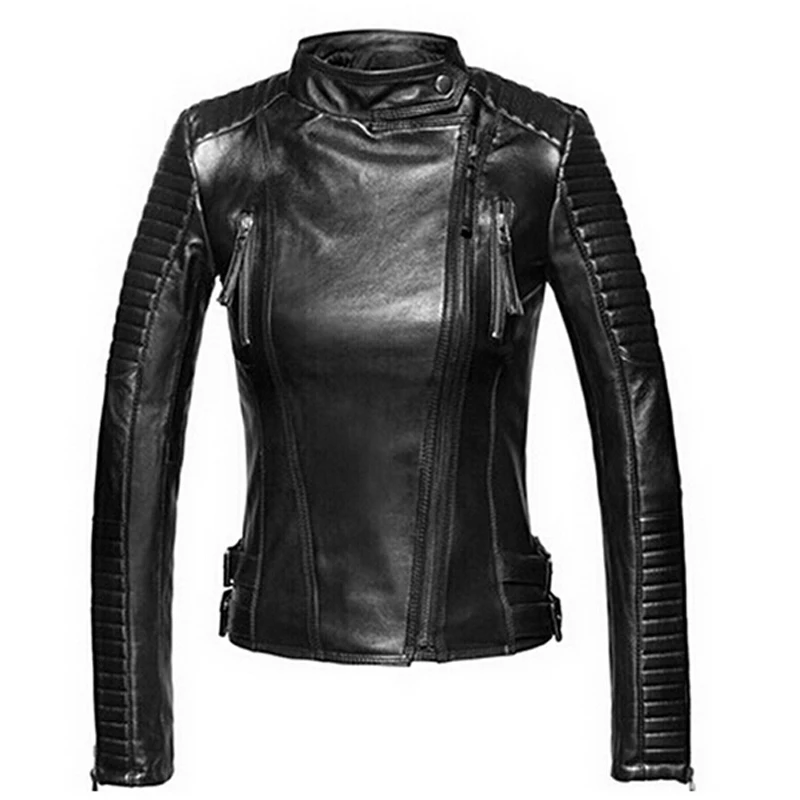FTLZZ Nữ Cơ Bản Da Giả Áo Khoác Thu Đông Chất Liệu Da Pu Mềm Punk Áo Khoác Nữ Short Bomber Áo Da