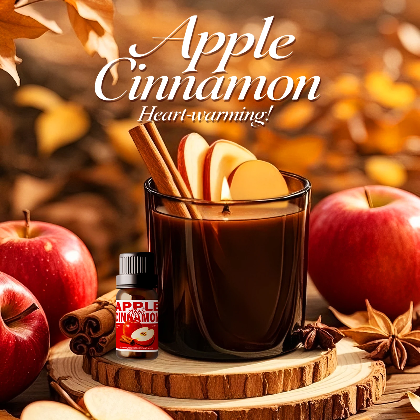 Óleo essencial de maçã e canela, 10ml, óleos de aromaterapia, fragrância doce, presente engraçado para mulheres, cuidados com a pele sem álcool, cuidados com os cabelos