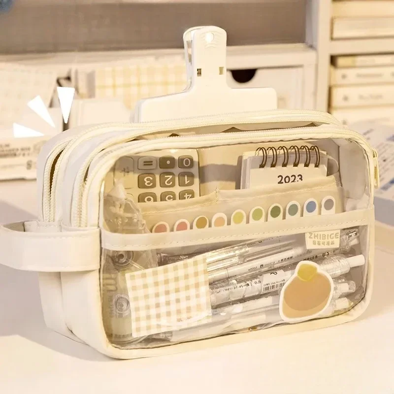 Transparente große Kapazität Bleistift Tasche ästhetische Schule Stift Fälle koreanischen Stil Schreibwaren halter Stift Fall Schüler Schul bedarf