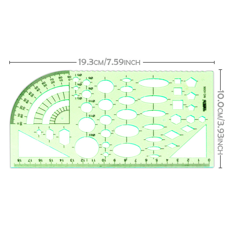 Geometric drawing measuring ruler hollow formwork ruler, suitable for offices and schools, building templates, drawing drafting