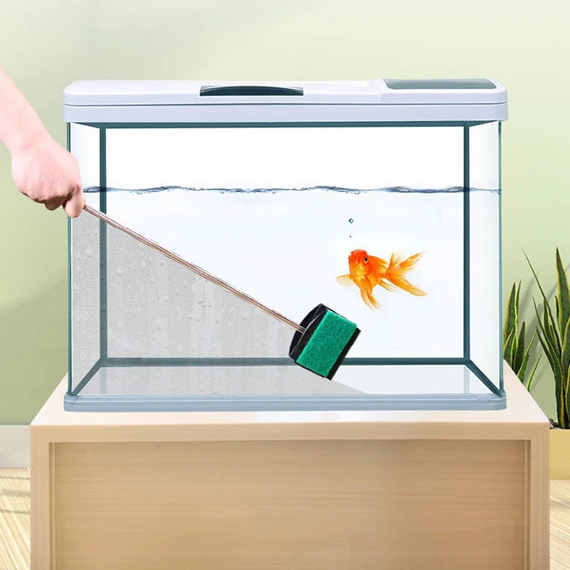 Escova para tanque de peixes, cabo longo, escova de limpeza dupla face, ferramentas de limpeza de aquário