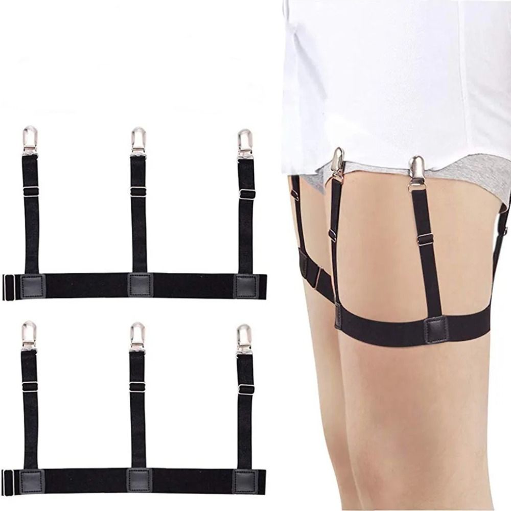 Camicia antiscivolo Stay Belt porta camicia elastica clip di bloccaggio della camicia bretelle per le gambe gamba regolabile bretelle per coscia reggicalze