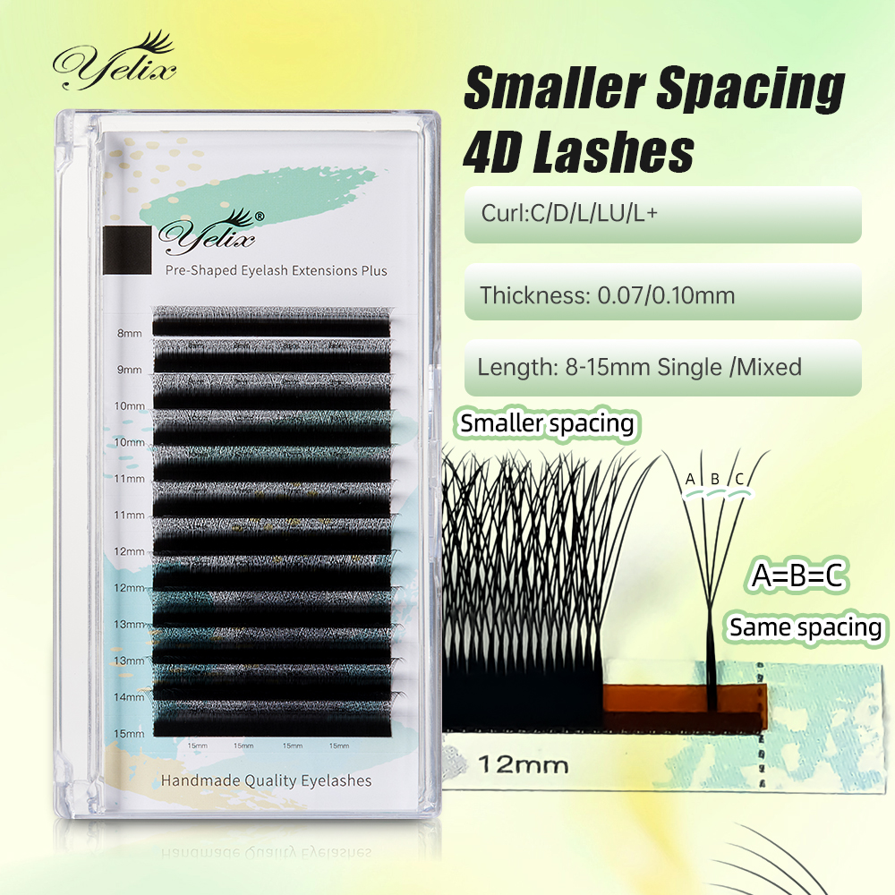Yelix меньший интервал 4D W-образное наращивание ресниц узкие 4D ресницы натуральные мягкие готовые объемные веерные ресницы ручные ресницы премиум-класса