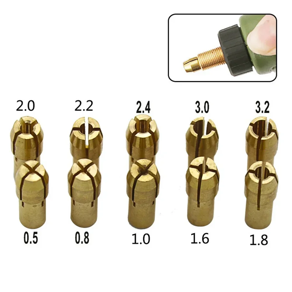 10 ชิ้น/เซ็ต MINI เจาะ Chucks อะแดปเตอร์ 0.5 มม.-3.2 มม.MINI เจาะ Chucks Chuck ADAPTER Micro COLLET ทองเหลืองสําหรับ Power ROTARY เครื่องมือ