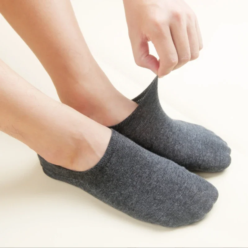 Calcetines cortos para hombre No Show corte bajo tobillo algodón fino negro blanco multipack antideslizante silicona verano transpirable Invisible 5 par/lote