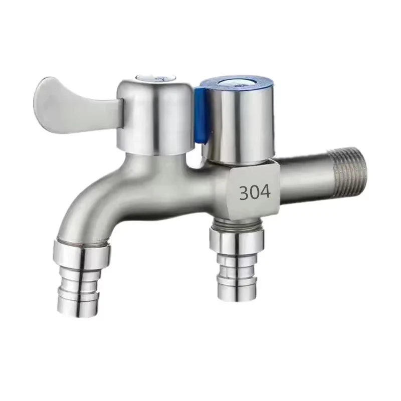 Robinet en acier inoxydable, Double sortie, robinet d'eau à Double commande, un sur deux, robinets de Bidet de 1/2 pouces, accessoires de salle de bains