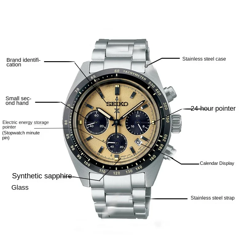 Seiko relógio mecânico automático panda di três olhos placa cronógrafo calendário completo original ssc813p1 relógios de pulso masculinos
