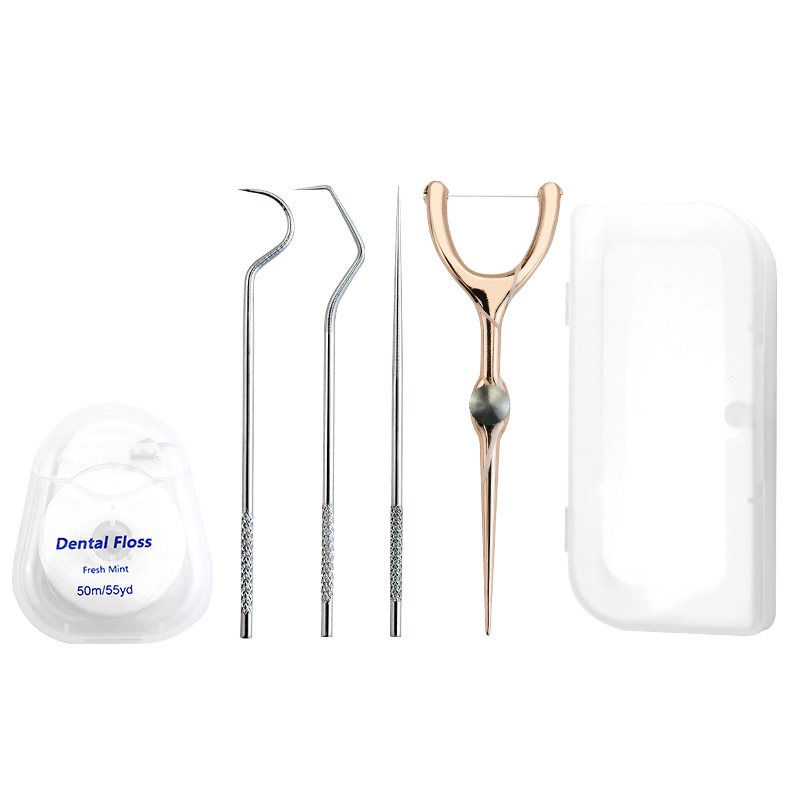 Replaceable Dental Floss Stainless Steel Y Shape Floss Holder Reusable Toothpick Portable Hilo Dental Floss Dental Teeth Sticks